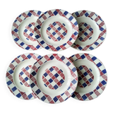 6 Assiettes plates en faïence de Saint Amand Style Art Déco