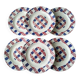 6 flat plates in Saint Amand earthenware Art Deco style