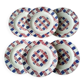 6 flat plates in Saint Amand earthenware Art Deco style