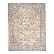 1970s Vintage Persian Handmade Wool Cotton Light Brown Area Rug 302x394