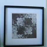 Tableau Vintage Art Optique - Victor Vasarely - Frame 40x40cm