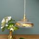 Vintage frosted glass pendant lampshade with gold frieze