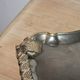 Vintage silver and gold metal serving tray – Grape cluster decoration – 36 cm