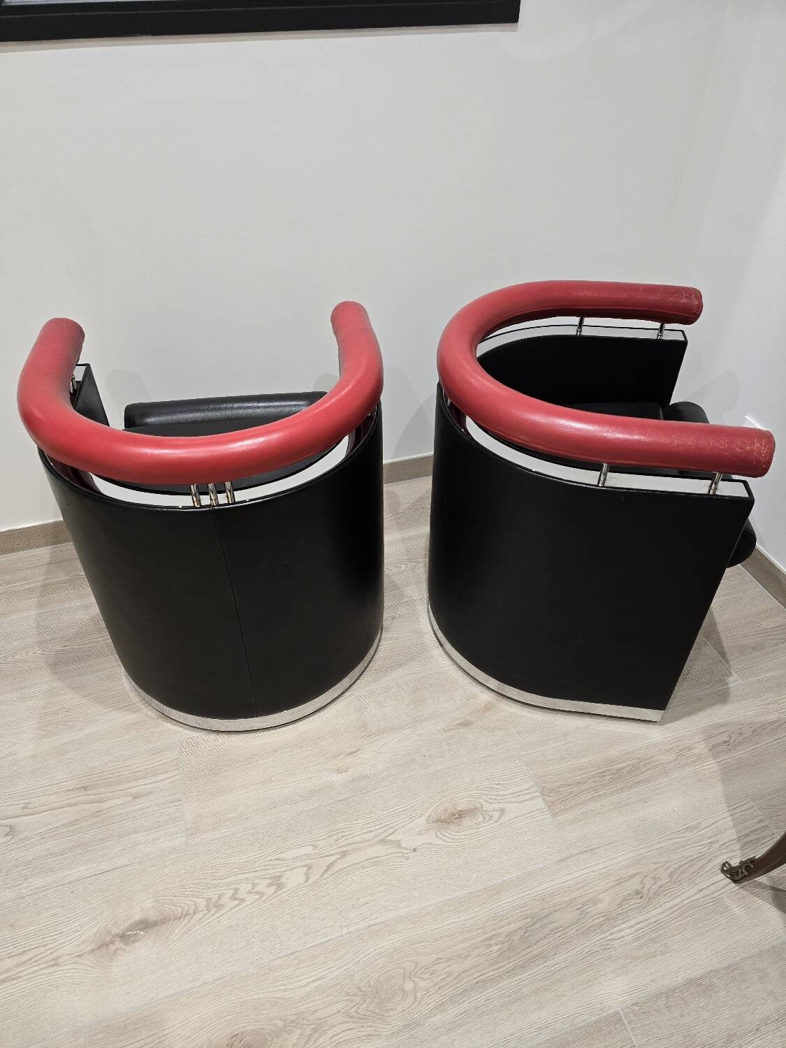 Paire de fauteille design cuir métal chromé 80’s