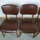 Suite de 6 chaise bois skaï marron brus vintage année 50 - 60
