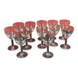 Lot 12 anciens verres apéritifs ou à vin en verre - bistrot début 20ème
