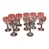 Lot of 12 old aperitif or wine glasses - bistro early 20th century