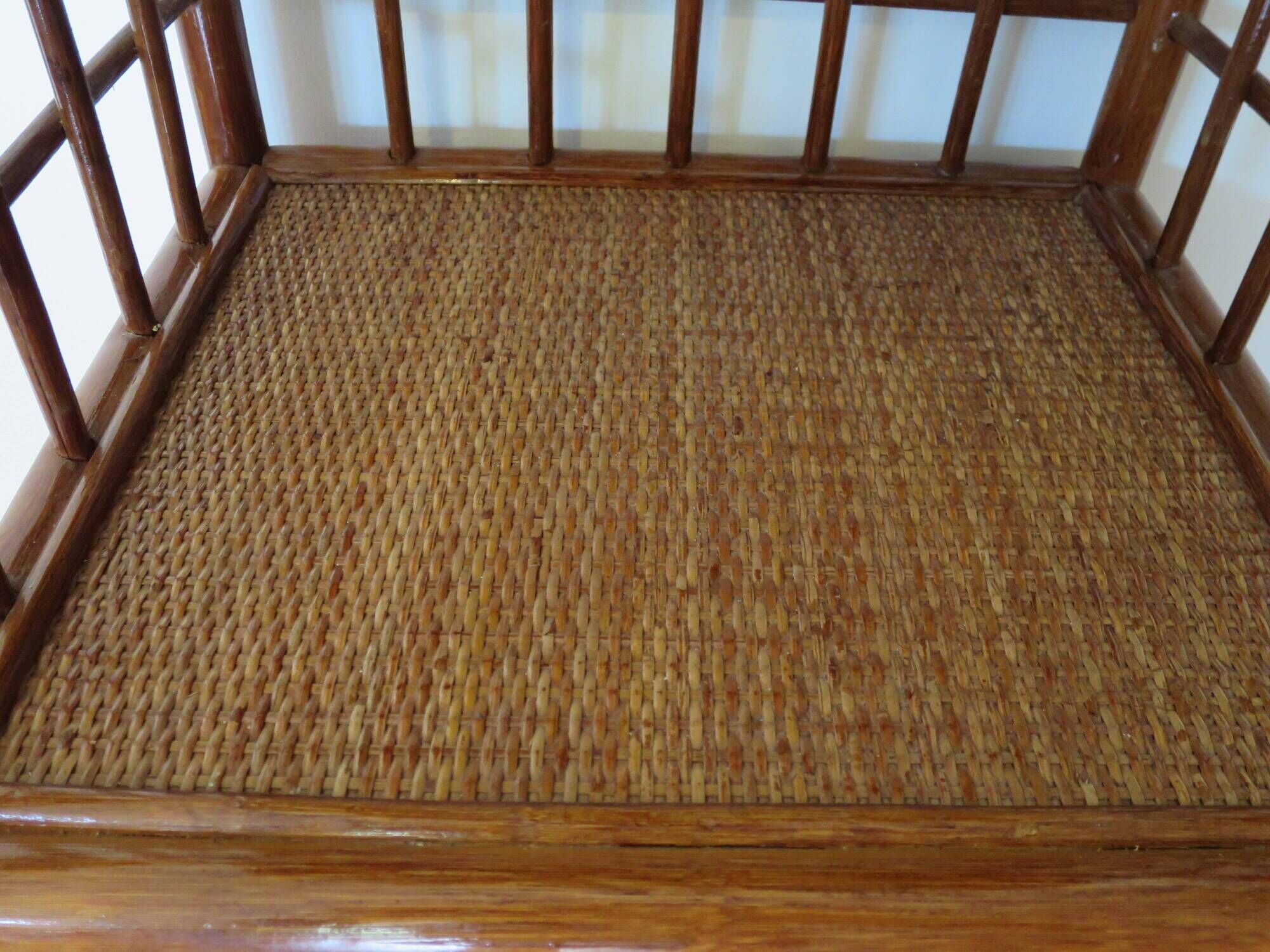 Vintage - sideboard - chest of drawers - woven rattan chest of drawers - wood - bamboo - 80s