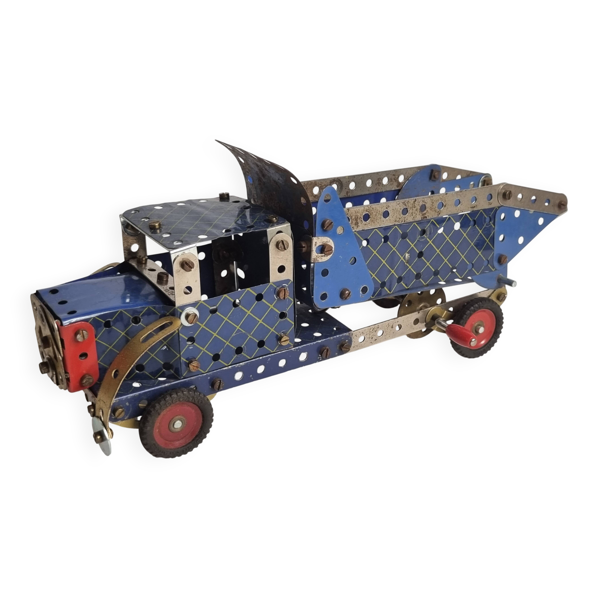 Meccano dump truck from the 50s, original parts, authentic patina, 30 cm