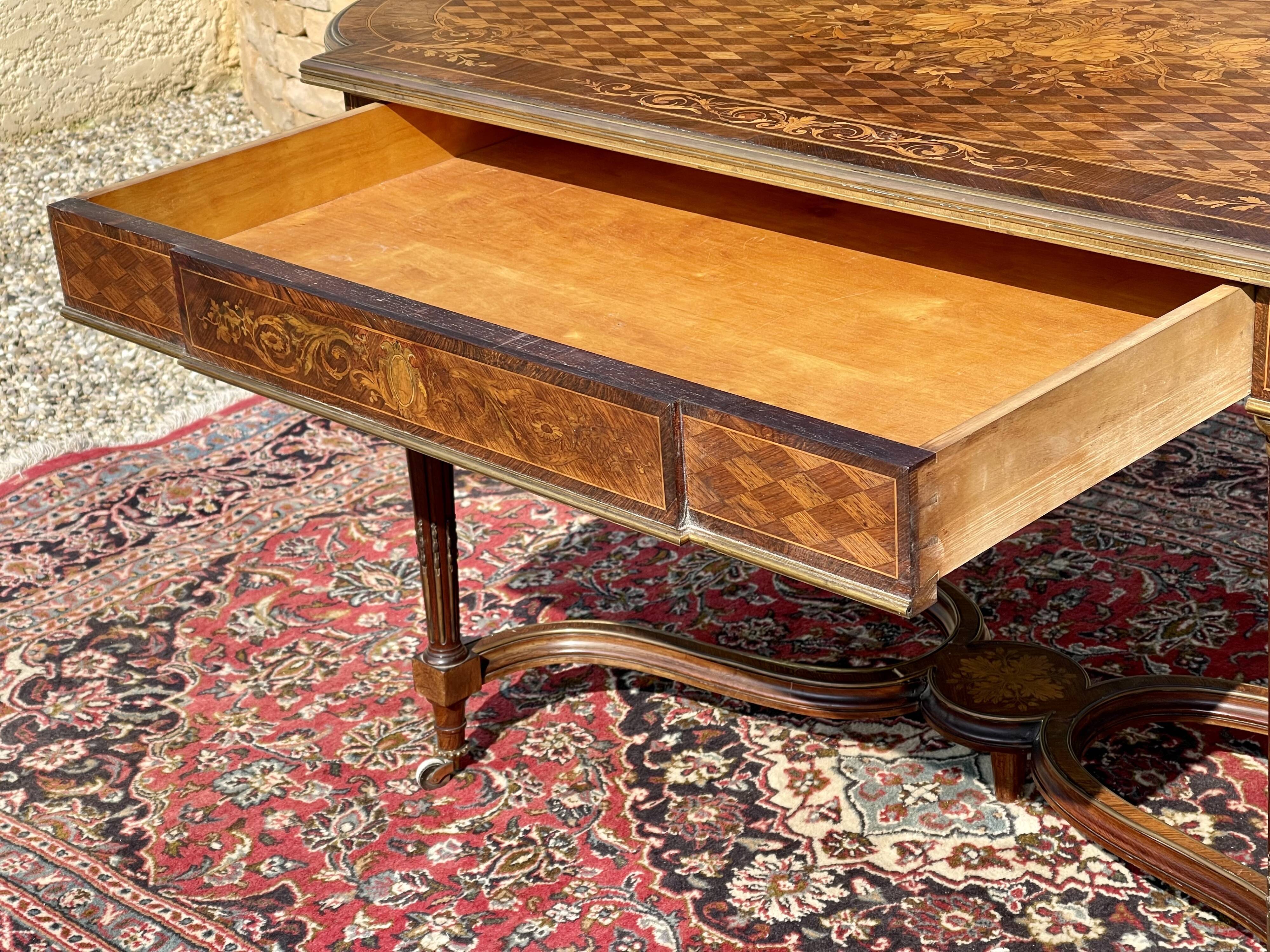 Middle Table Marquetry and Bronze Napoleon III Era - NINETEENTH