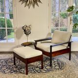 Fauteuil & Ottoman Hans Olsen – Vatne Møbler Danemark, 1960 Palissandre