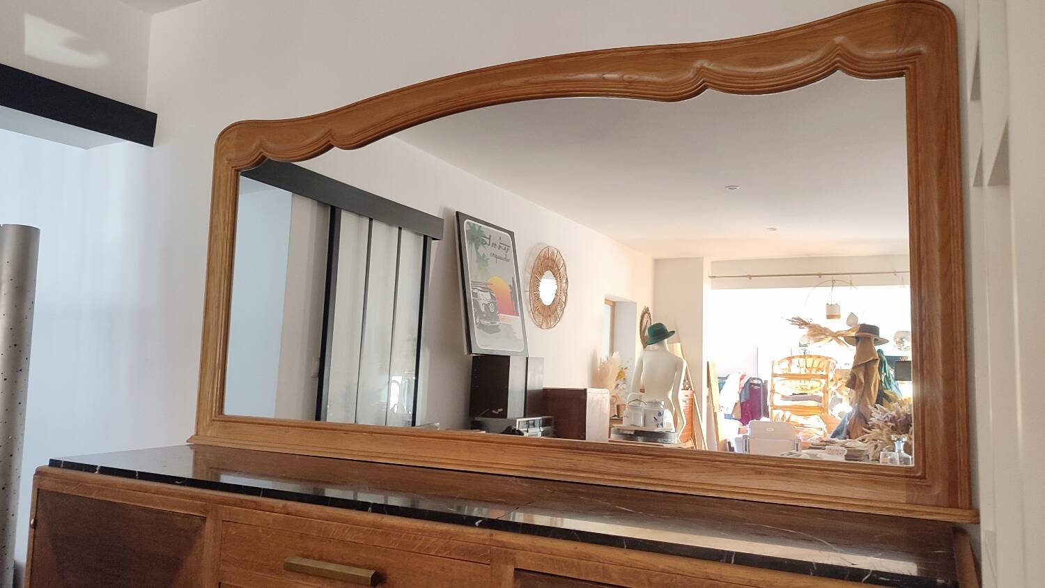 Large oak mirror 1950