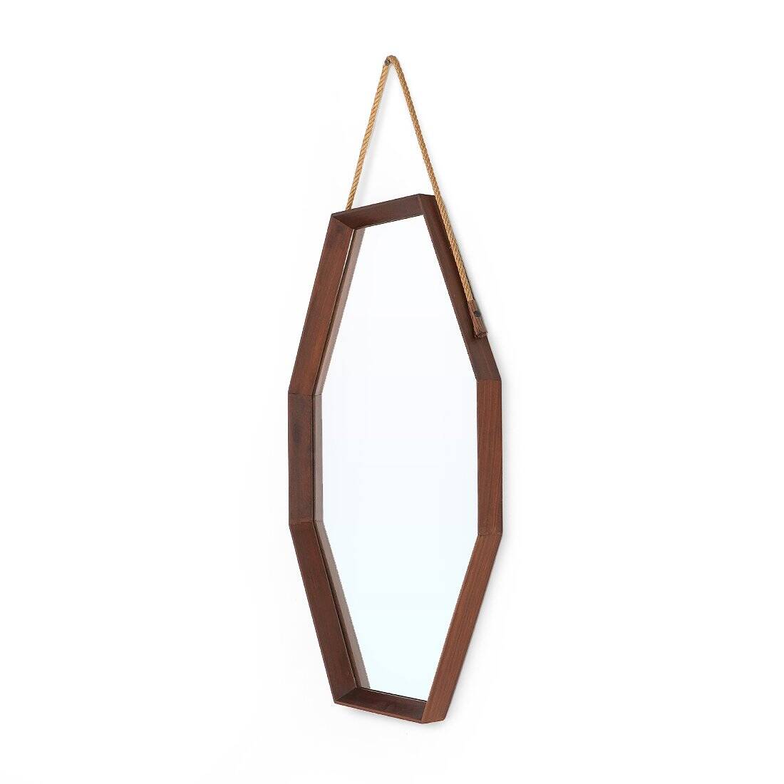 Octagonal mirror with a teak frame, 1960s