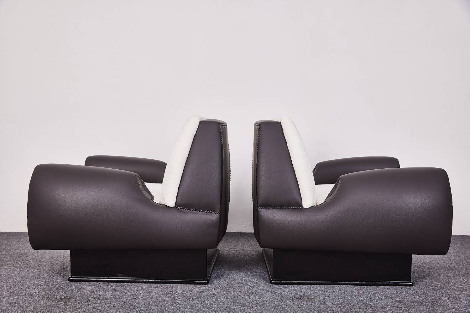 Italian Art Deco Leather and Fabric Club chairs-Armchairs, 1950s, Set of 2