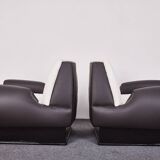 Italian Art Deco Leather and Fabric Club chairs-Armchairs, 1950s, Set of 2