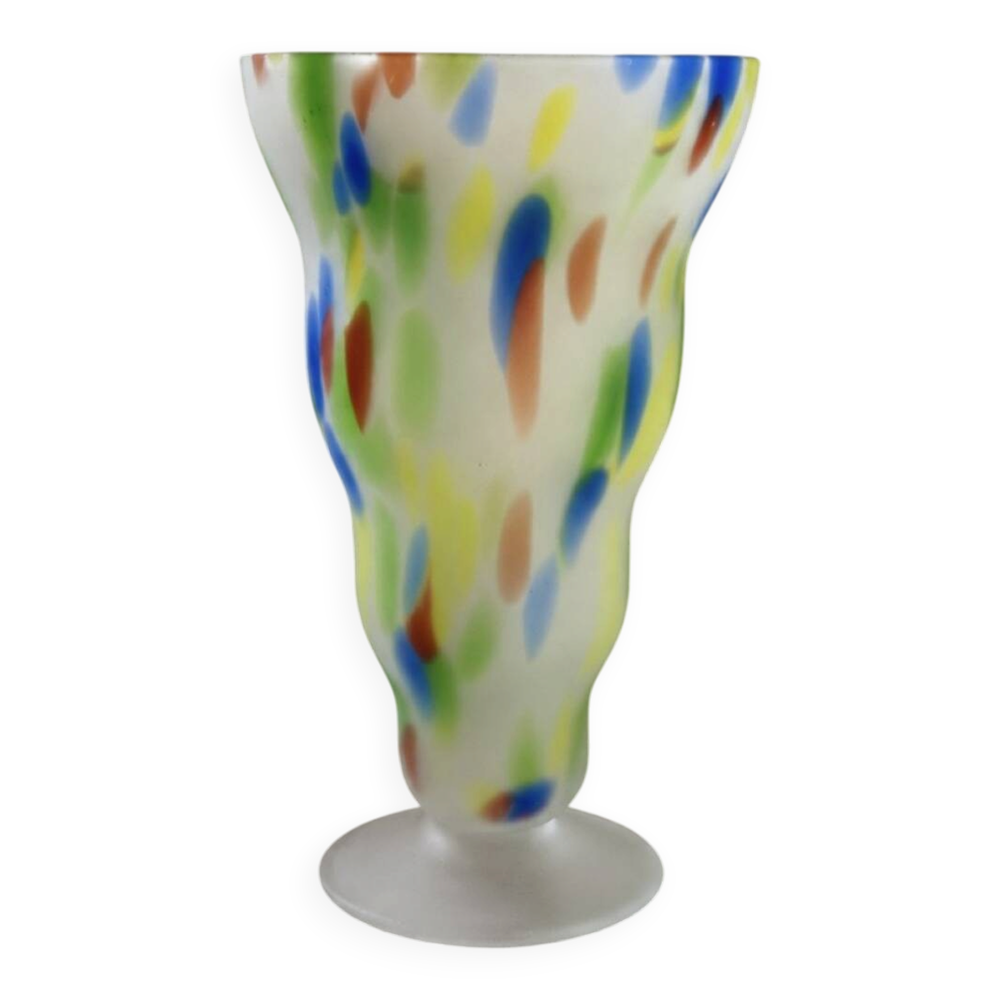 Frosted glass vase with multicoloured inclusions – Murano style