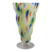 Frosted glass vase with multicoloured inclusions – Murano style
