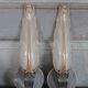 Pair of wall lights, vintage wall lamp, green patina brass wall sconce.