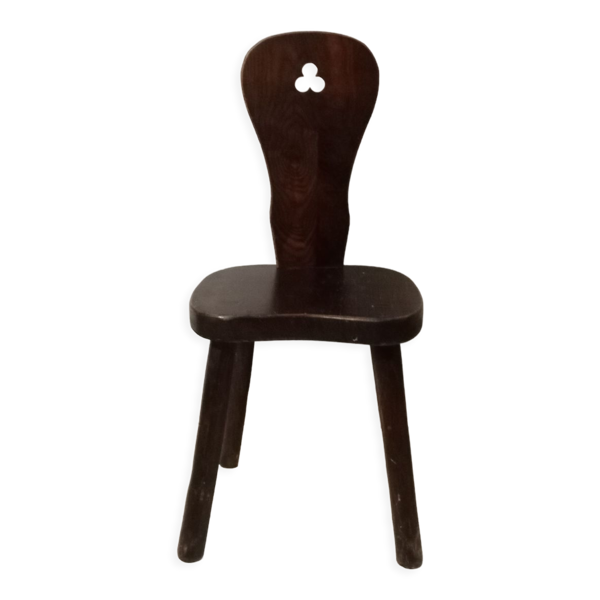 Ancienne chaise en bois brutaliste montage vintage