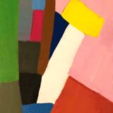 Tableau Huile Couteau Abstrait Rose