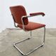 Pair of Marcel Breuer B64 Knoll armchairs in coral fabric