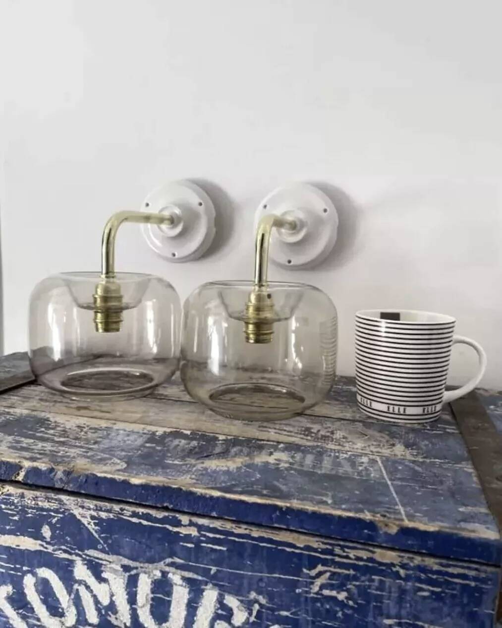 Pair of smoked glass wall sconces