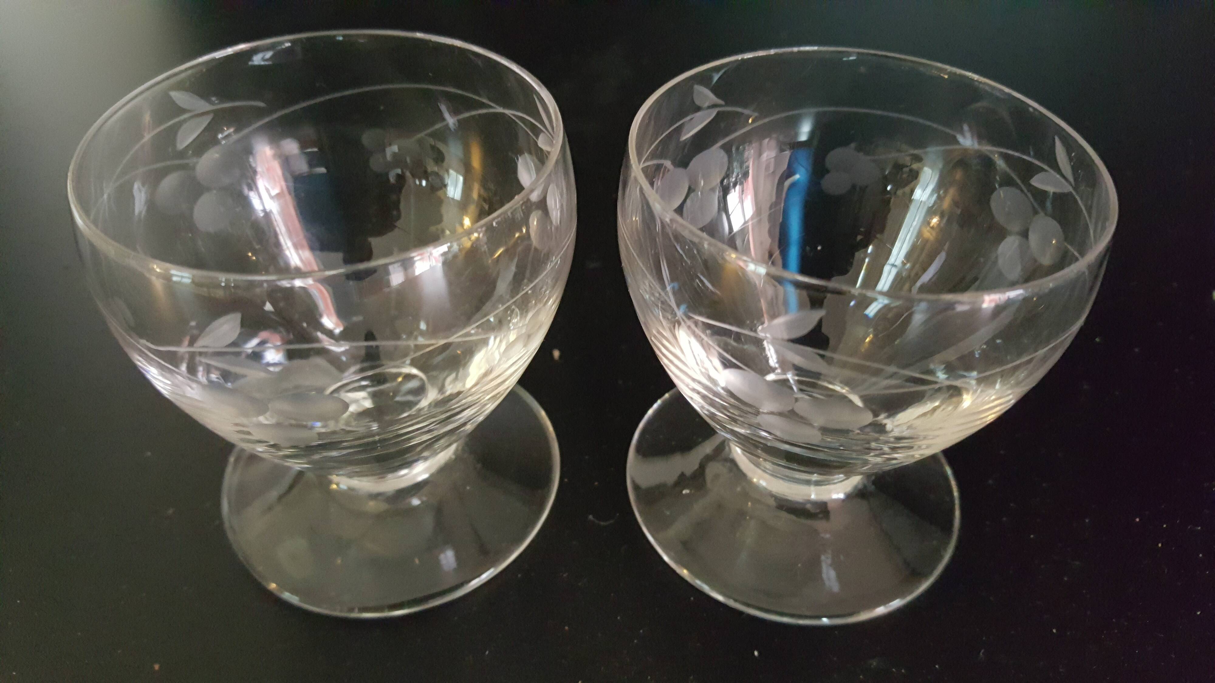 2 glasses blown and carved