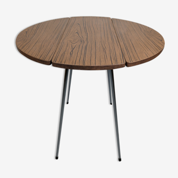 Foldable brown formica table compass legs