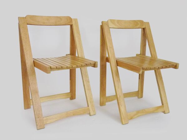 Lot de 4 chaises Pliante Vintage en bois clair