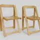 Set of 4 Vintage folding chairs in light wood