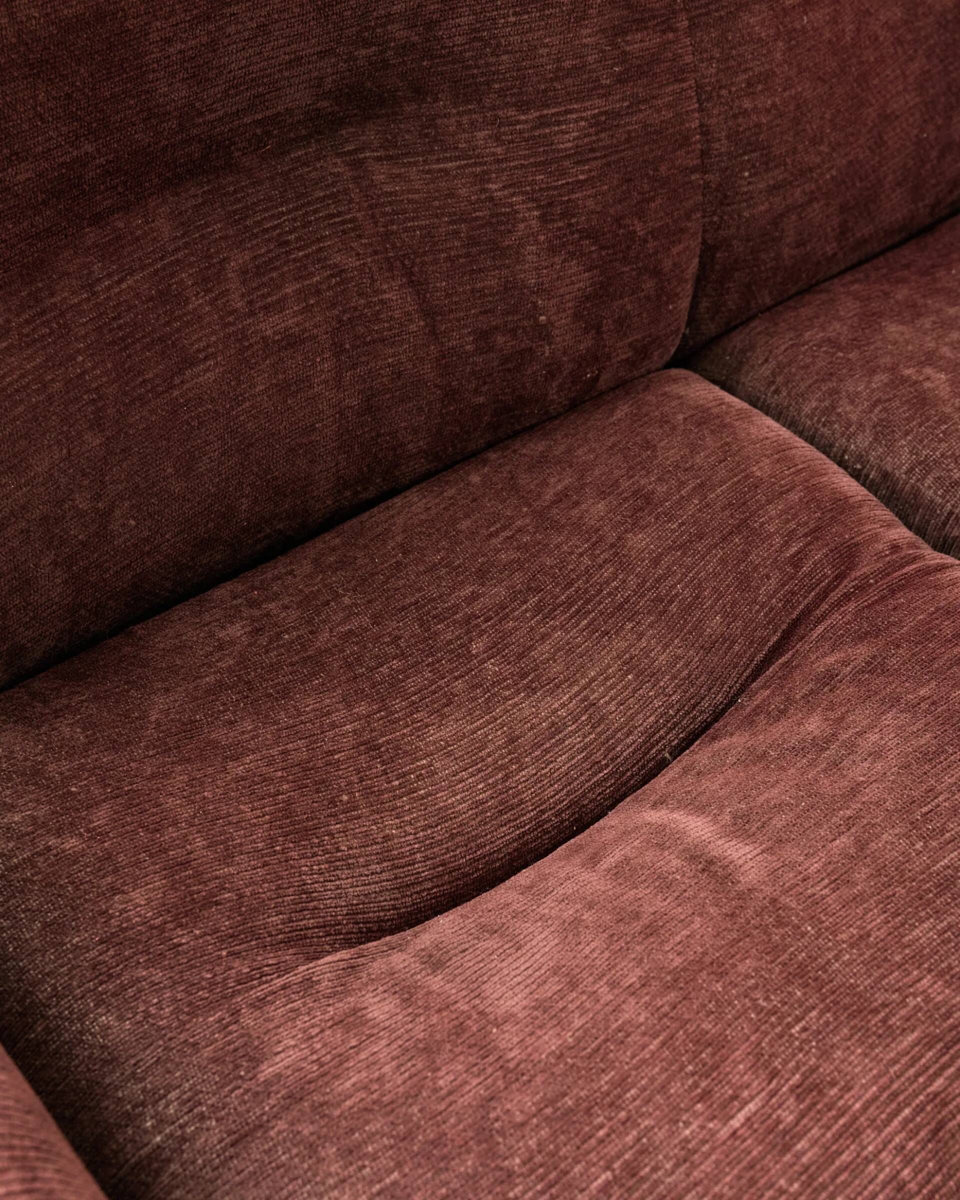 Brown velvet and chrome sofa, designed by Adriano Piazzesi, Italy, 1980s.