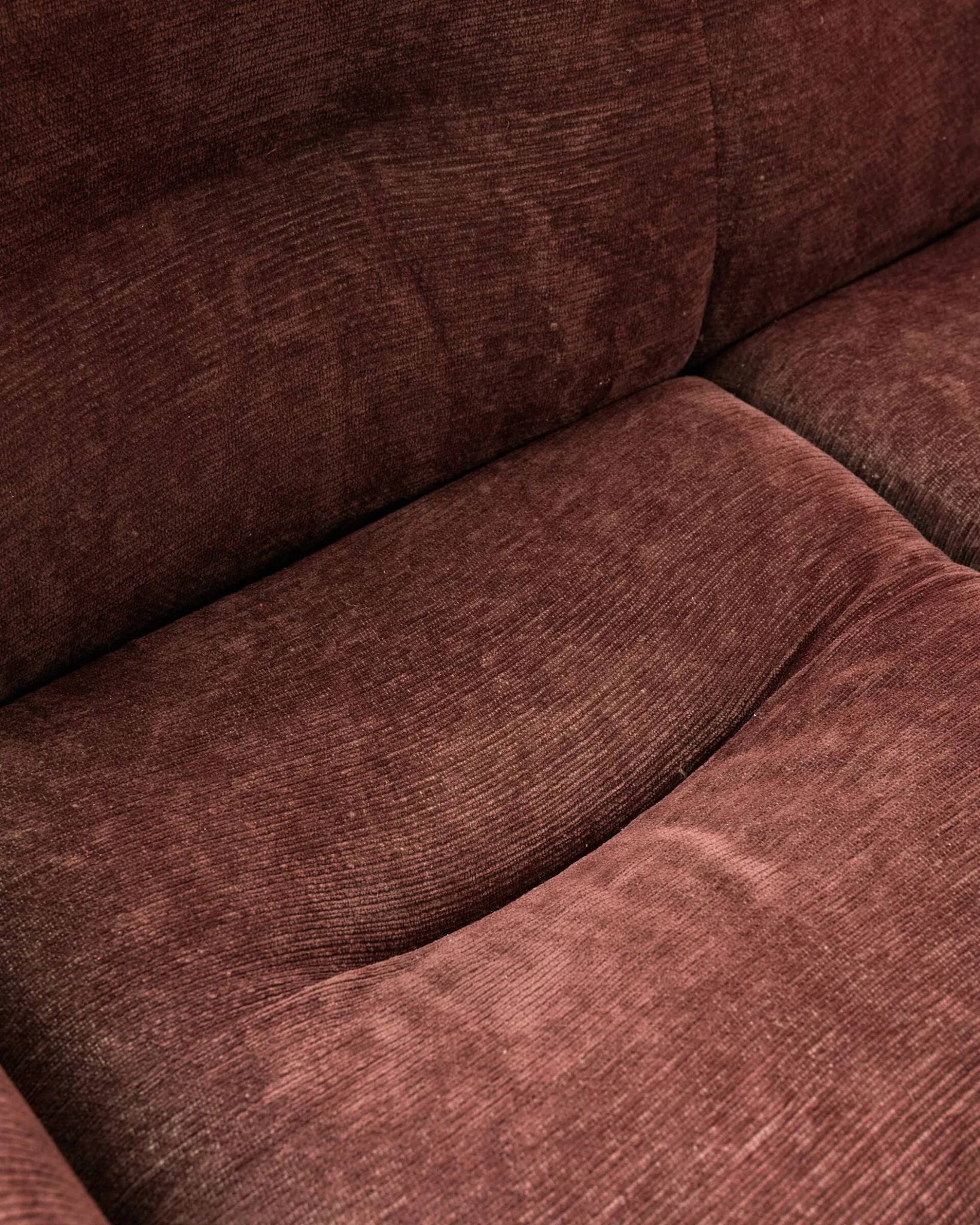 Brown velvet and chrome sofa, designed by Adriano Piazzesi, Italy, 1980s.
