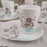 Set of 6 ARC FRANCE espresso coffee cups and undercups with location for sweets