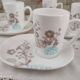 Set of 6 ARC FRANCE espresso coffee cups and undercups with location for sweets