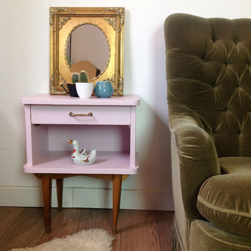 Pink vintage bedside table