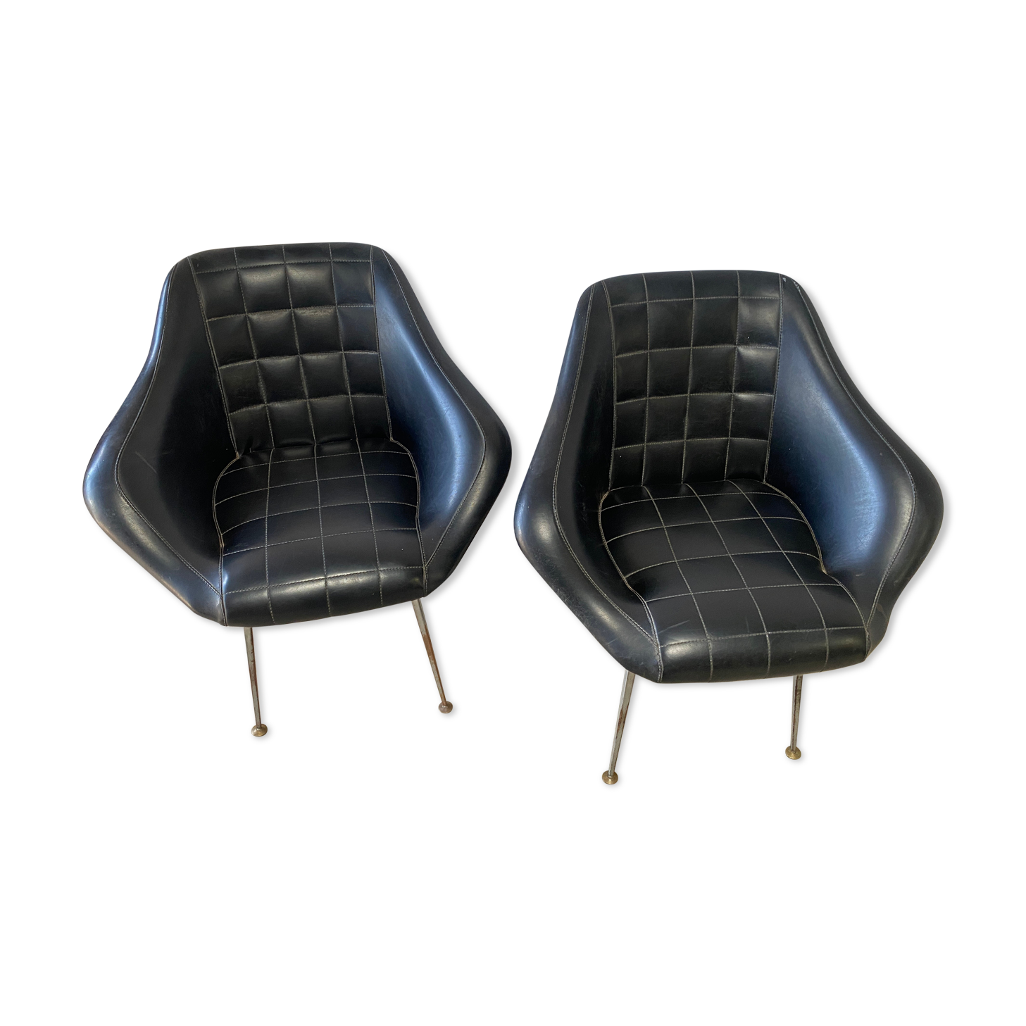 Pair of upholstered armchair year 60