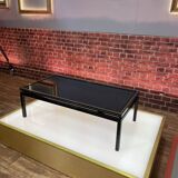 Table basse Pierre Vandel verre et aluminium noir circa 1970