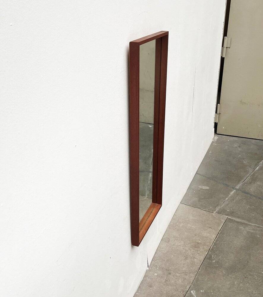Miroir minimaliste mid-century allemand en teck de Zier-Form, années 1960