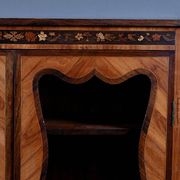 Showcase in precious wood marquetry, Louis XV Transition style.