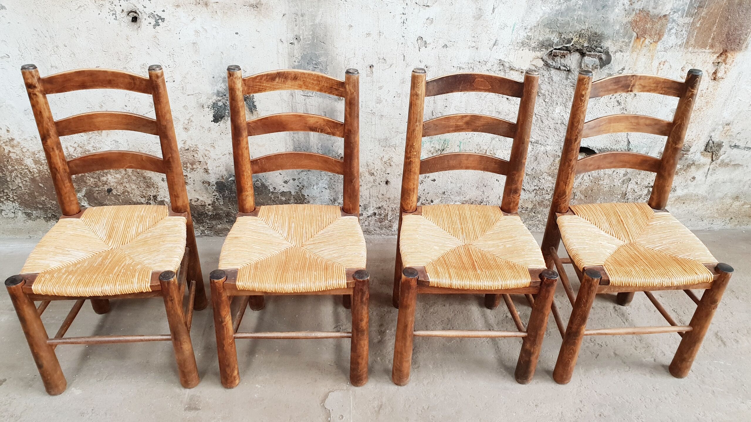 4 chaises brutaliste année 50