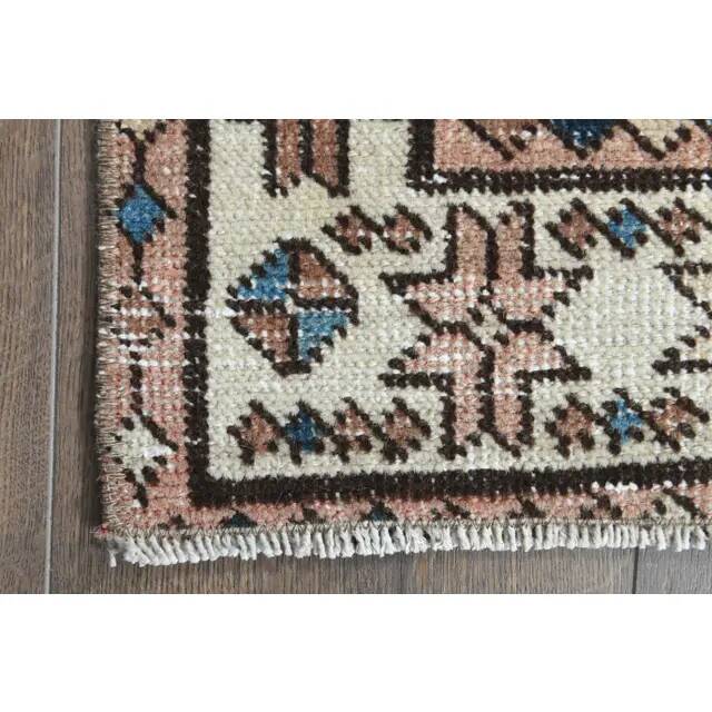 1970s Vintage Persian Handmade Wool Cotton Red Runner Rug 88x329