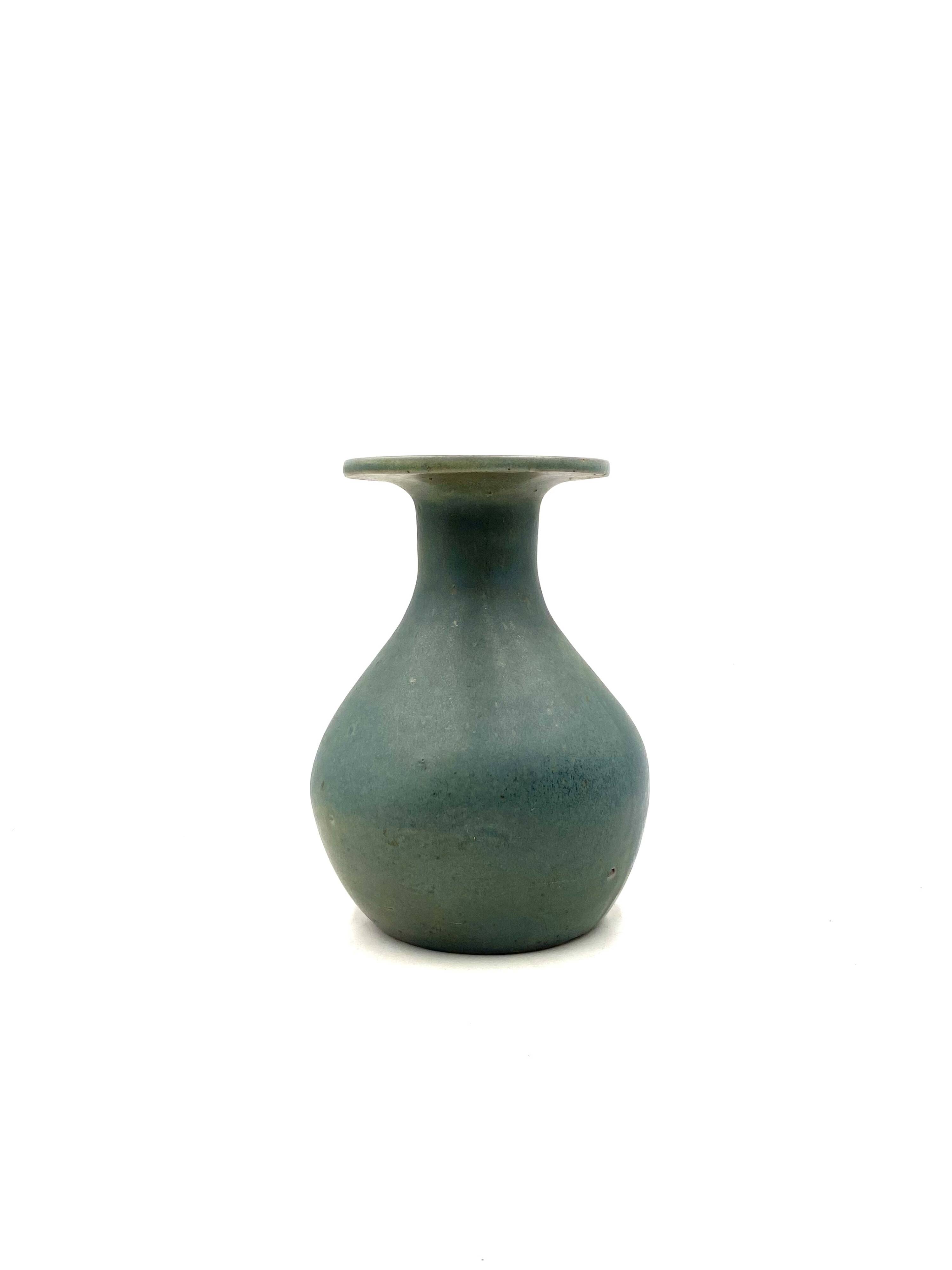 Midcentury light blue ceramic vase, France 1960s