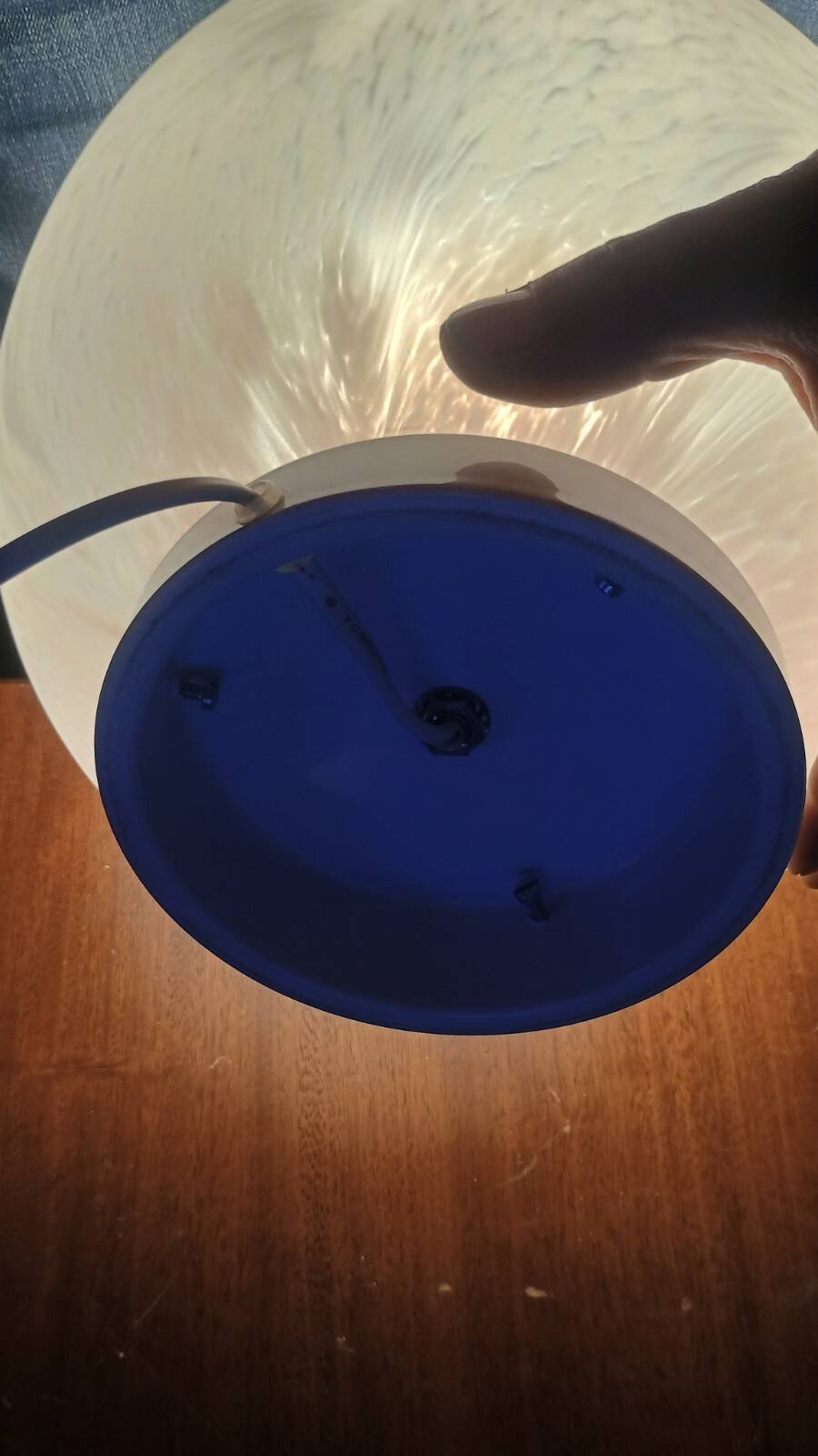 Lampe œuf Domec, verre moucheté de Vianne 1970