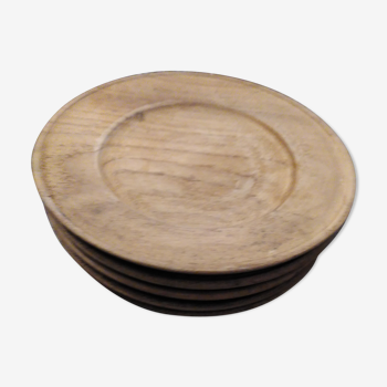 Set de 5 assiettes en bois massif