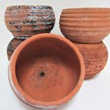 Five pots terracotta patina vintage