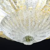 Petite vintage Italian Murano glass amber and transparent ceiling light