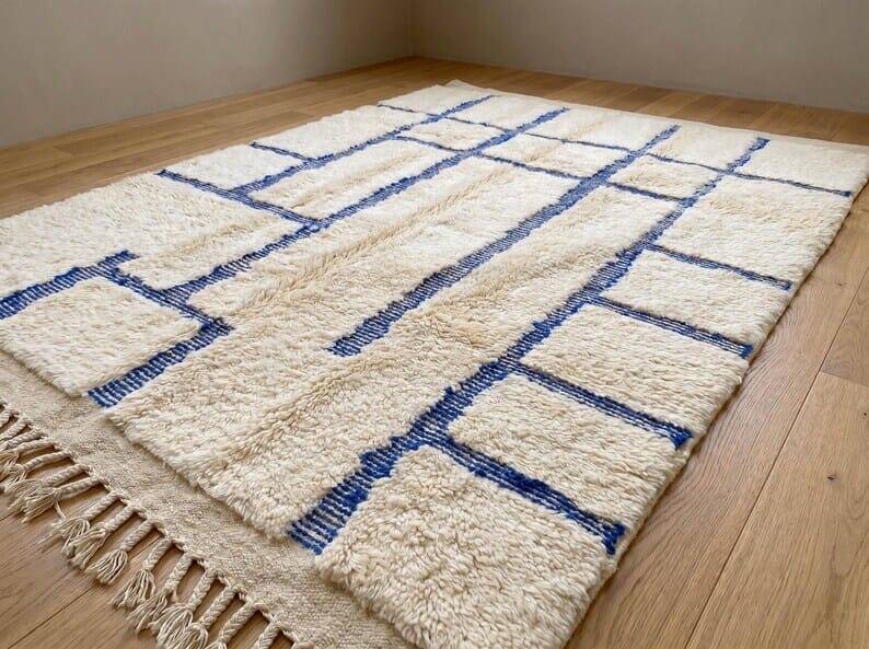 Traditional handmade pure wool Berber rug 2/3 m
