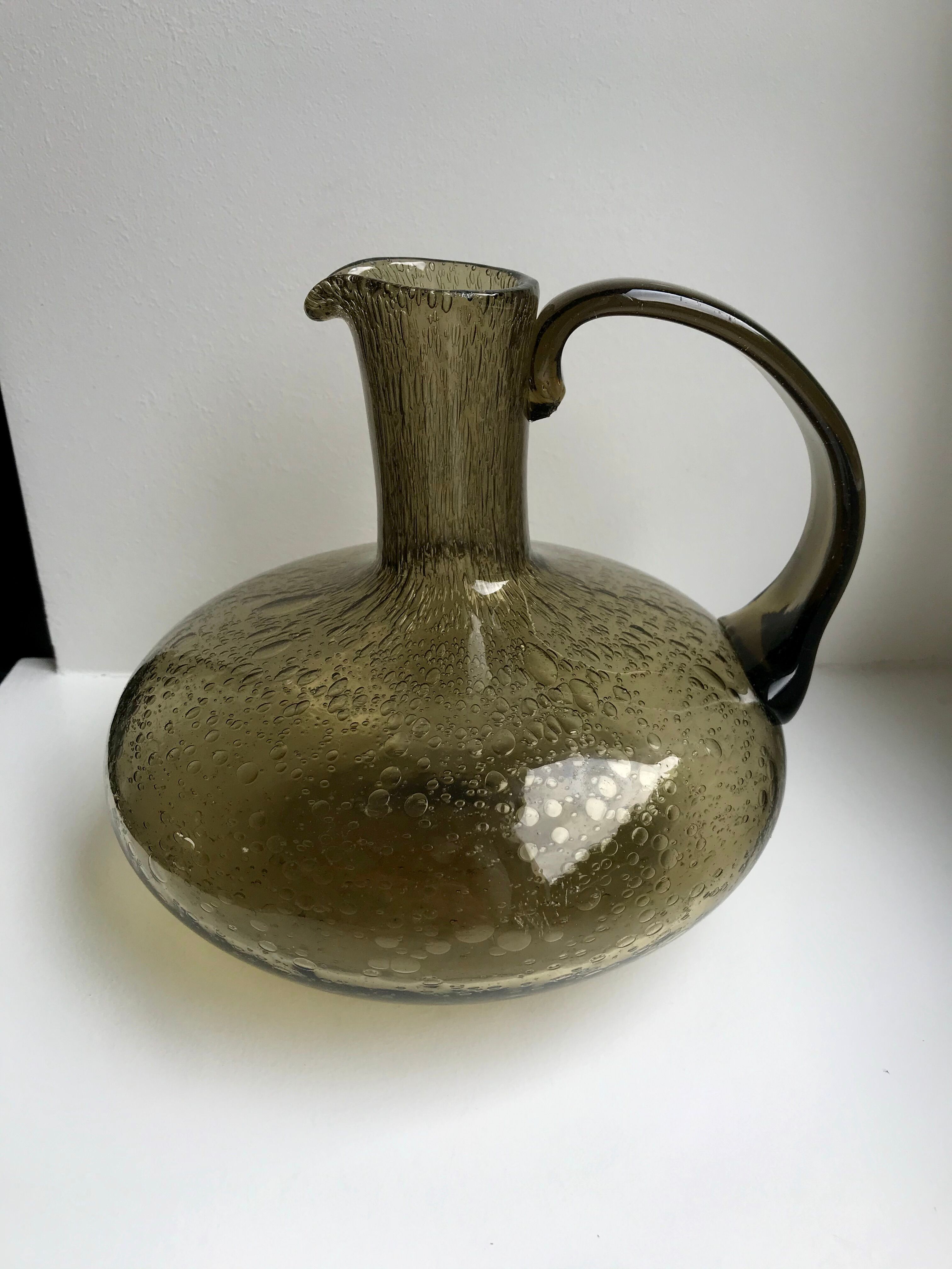 Glass decanter Biot 60s 70s