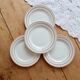 4 assiettes à dessert vintage Céranord Saint-Amand rayures rouge bleu jaune