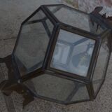 Old lantern in brass and glass with 8 facets or 24 stained glass windows